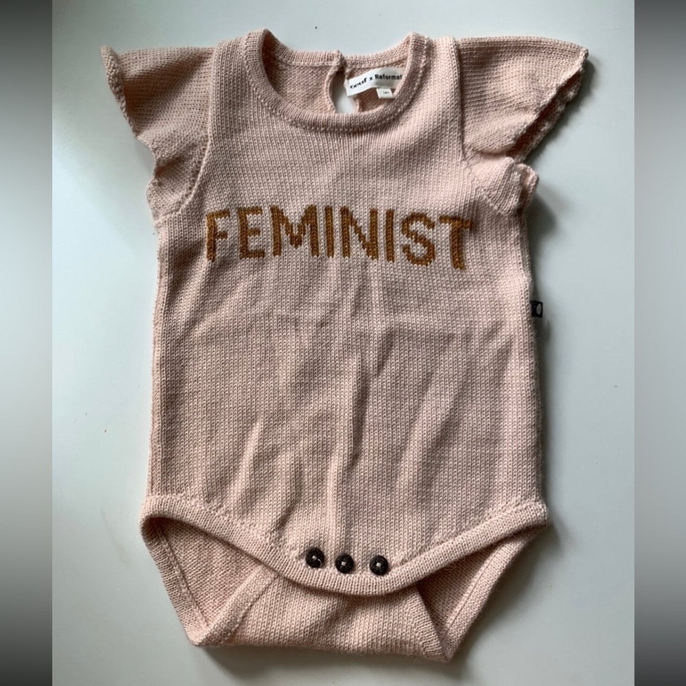 Oeuf x reformation feminist baby alpaca onesie. 100% baby alpaca